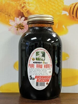 NATURZ BEEZ RAW HONEY BUCKWHEAT 5 LBS 100% PURE RAW UNFILTERED HONEY In Glass 5LB