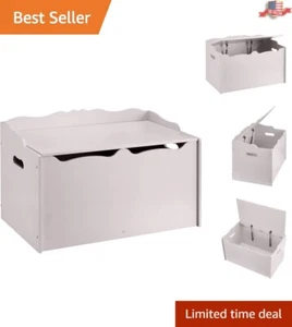 FSC-Certified Gray Wooden Toy Box with Safety-Hinge Closure - Kids Storage Chest - Picture 1 of 11