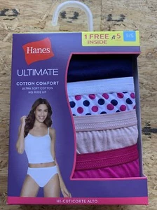 Hanes Ultimate Cotton Comfort Soft Hi-Cut Panties 5 Pairs Size Small (5) NEW - Picture 1 of 3