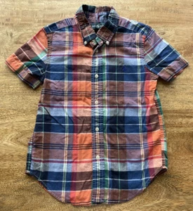 Ralph Lauren Polo Button Down Shirt Size 5 EUC Blue Orange Plaid Classic! - Picture 1 of 3