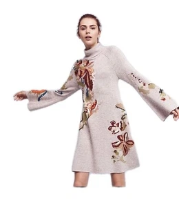 Suéter Anthropologie Tejido y Anudado Vestido Columpio Brillante Boho Manga Campana Talla S - Imagen 1 de 11