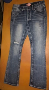 True Luck Damengröße 9/10 hoch geschnitten ausgestelltes Unterteil Jeans - Bild 1 von 13