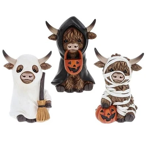 Highland Cows Halloween Coos Vestido Elegante Momia Fantasma Capa Negra - Imagen 1 de 7