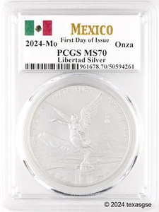 Moneda de plata Libertad .999 México Onza 2024 plata 1 oz graduación profesional MS70 FDI - Imagen 1 de 2