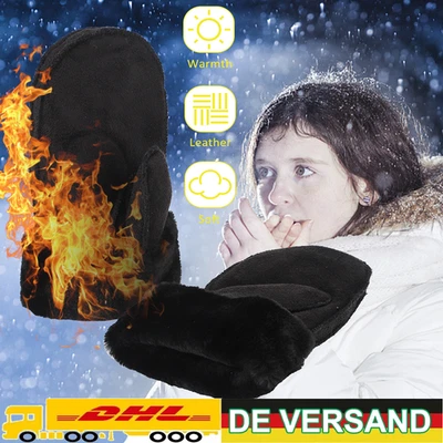 Thermo Fäustlinge Handschuhe Schaf Kunstleder Fausthandschuhe Winterhandschuhe - Bild 1 von 4