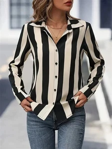 Women Spring Autumn Blouses Shirts Lady Long Sleeve Turn-down Collar Blouse Top - Picture 1 of 8