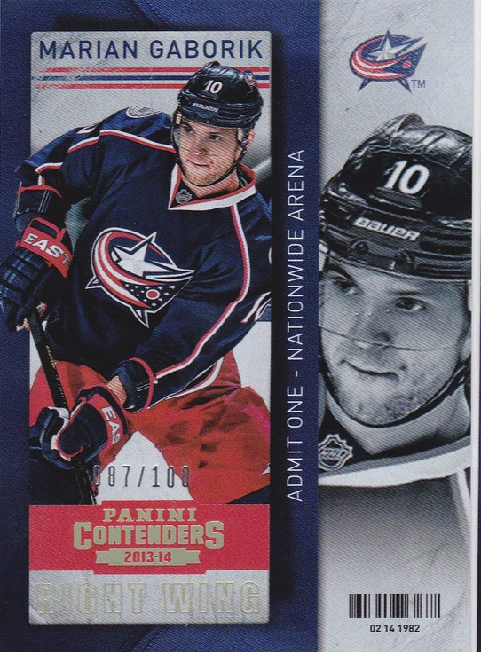 2013-14 Panini Contenders Marian Gaborik /100 GOLD Ticket Blue Jackets 13-14 - Image 1 of 1