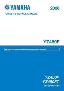 Yamaha Service Workshop Shop Manual Book 2026 YZ450F - Bild 1 von 20