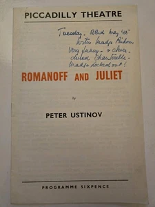 ๐ญ 1956 Piccadilly Theatre Programme โ Romanoff and Juliet by Peter Ustinov - Picture 1 of 5