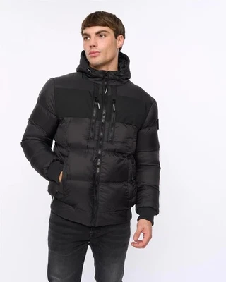 Mens Crosshatch Staylike Puffer Jacket - Black - Image 1 of 4