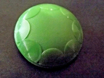 Vintage Green Glass Button - Imitation Fabric (4919) - Image 1 of 4