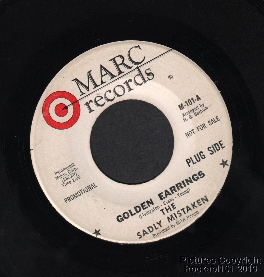 Hear 1966 The Sadly Mistaken Northern Soul DJ 45 - Golden Earrings / Jolly Jack - Image 1 of 1