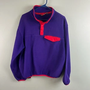 Vintage Eastern Mountain Sports Bright Purple + Red Pullover Fleece Mens M Snap - Picture 1 of 10
