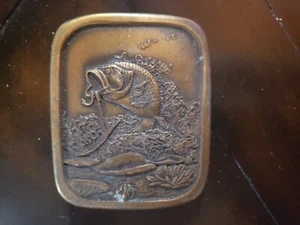 Vintage Indiana Metal Craft Largemouth Bass Belt Buckle 1976 - Picture 1 of 4