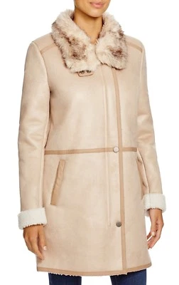 Abrigo Chaqueta Parka Natural/Beige T Tahari Angie Imitación Piel de Oveja M Nuevo $268 Foto 1 de 2