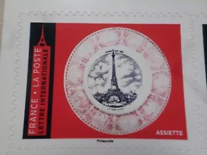 TOUR EIFFEL FRANCE 2023 timbre AUTOADHESIF OBJET ASSIETTE neuf** MNH - Photo 1/1