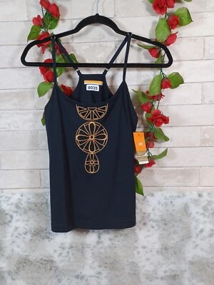 Camiseta sin mangas deportiva Lucy Luxe XS de nailon licra bordada negra con tiras traseras de corredor Foto 1 de 4