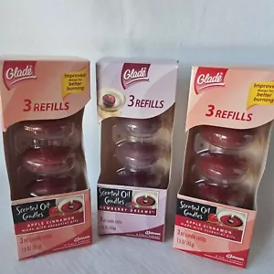Glade Scented Oil Candle Refills 3 Boxes Apple Cinnamon and Dewberry Dreams New - Picture 1 of 5