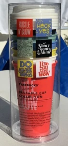 Starbucks Cup Collection Set of 6 Reusable 2017 Designs Colors w/Lids 16 oz NEW - Picture 1 of 4