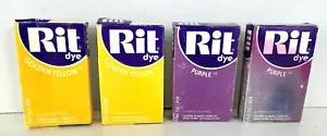 Lot of 4 all purpose Rit Tinte Dye ~ (2) Golden Yellow ~ (2) Purple ~ Powder - Picture 1 of 6