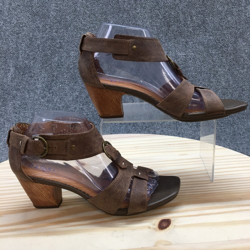Sandali Indigo By Clarks donna 9 M casual tacco cinturino alla caviglia pelle marrone