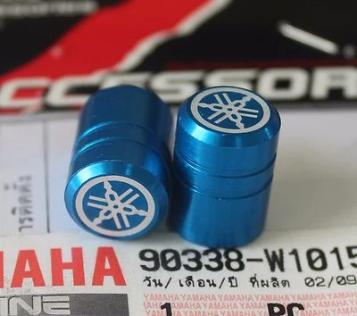 YAMAHA GENUINE WHEEL VALVE DUST CAP SET OF TWO PLAIN BLUE - Image 1 of 3
