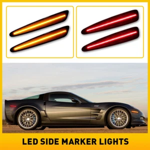4pcs LED Smoked Front+Rear Side Marker Signal Lights For 05-13 Chevy Corvette C6 - Imagen 1 de 12