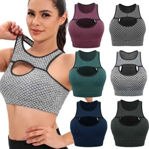 Clearing! Womens Sports Bras High Impact Fitness Crop Tops Padded  Yoga Bra Vest - Picture 1 of 18
