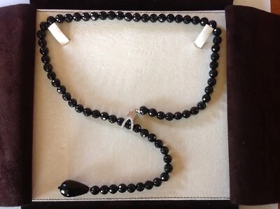 Collana onice con chiusura regolabile a clip in argento e zirconi - Immagine 1 di 3