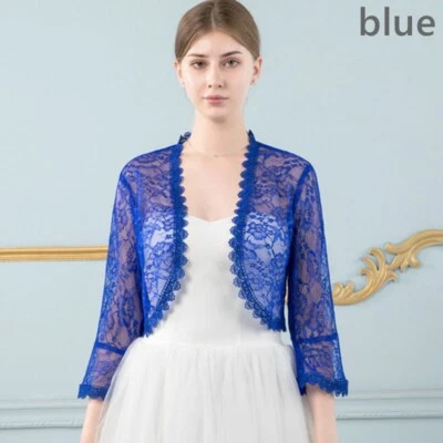 Dama Encaje Floral Transparente Abrigo Chal Envoltura Manga Acampanada Cárdigan Novia Boda Foto 1 de 4