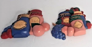 Home Interiors & Gifts  Fruit Jam Jelly Jar Wall Plaques Set Of 2 Vintage - Picture 1 of 2