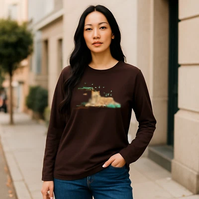 Suéter Quacker Factory Mujer M Marrón Bordado Tigre Gato Grande Lentejuelas Naturaleza Foto 1 de 4