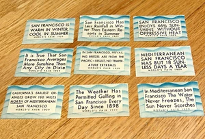 9 estampillas diferentes de Cenicienta de la FERIA MUNDIAL 1939 OFICINA DE CONVENCIONES DE SAN FRANCISCO - Imagen 1 de 11