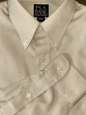 Camisa de viajero Jos A Bank para hombre 16-35 ajuste a medida bronceado a cuadros manga larga nueva con etiquetas Foto 1 de 4