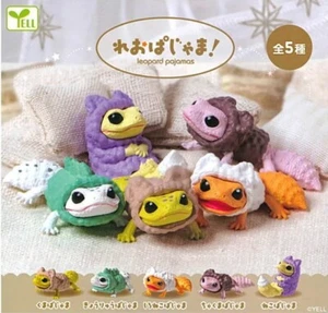 Neu Gashapon Leopard Gecko im Pyjama Miniatur Figur Komplettsatz - Bild 1 von 15