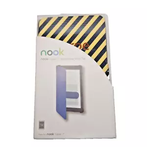 Nook Tablet 7" Book Cover With Magnetic Tab - Blue & Yellow Stripes "Carpe Diem" - Picture 1 of 5