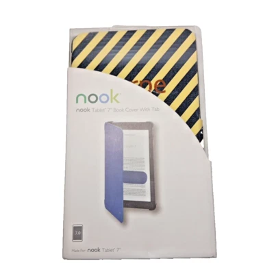 Nook Tablet 7" Book Cover With Magnetic Tab - Blue & Yellow Stripes "Carpe Diem" - Image 1 of 4