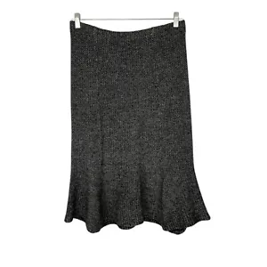 LRL Ralph Lauren Womens Flared Trumpet Skirt Gray Knit Wool Cashmere size M - Picture 1 of 9