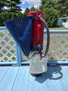 Vintage Ben Hogan Sun Jet Red/White/Blue Cart Golf Bag  W/ Rain Cover 3 Divider - Picture 1 of 19
