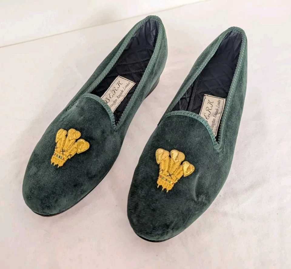 Zapatillas Berk Burlington Arcade Londres Príncipe Gales Terciopelo Verde Mujer Talla 5 UK Foto 1 de 4