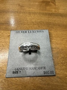 Silver Luxuries Genuine Marcasite Fine Silver Plated Ring Size 7 - Picture 1 of 5