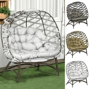 2 Seater Egg Chair Outdoor Garden Furniture Chair w/ Cushion - Picture 1 of 34