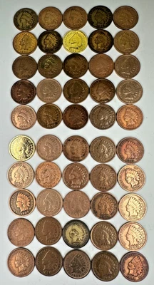 Roll Jewelers Lot 50 Clean Polished Indian Head Cents Old Penny Coins NO RESERVE - Image 1 of 4