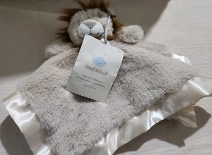 Cloud Island Lion Plush Baby Security Blanket Lovey Satin Trim Soft Tan Brown - Picture 1 of 6