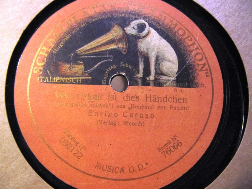1906 Enrico CARUSO La BOHEME Racconto di Rudolfo Che Gelida Manina GRAMOPHONE - Image 1 of 1