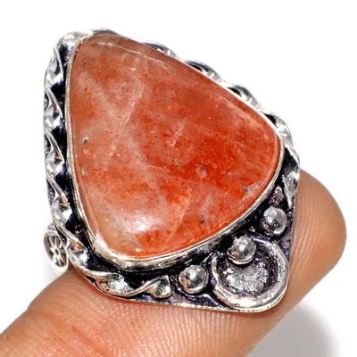 925 Silver Plated Top Quality Sunstone Ring Handmade Jewelry Size US 8 GW - Image 1 of 3
