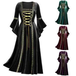 Victorian Medieval Witch Costume Dress Womens Gothic Cosplay Fancy Witch Costume - Picture 1 of 12