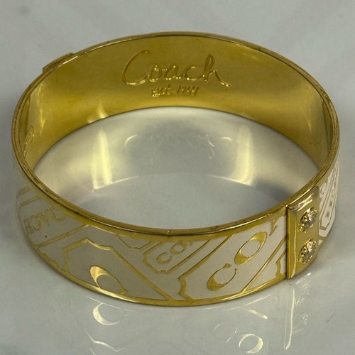 Bracciale Coach grande smaltato bianco e oro