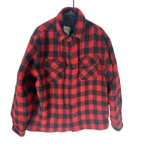 LL Bean Shirt Jacket Mens Large Tall Buffalo Plaid PrimaLoft Lined Wool Blend - Picture 1 of 14