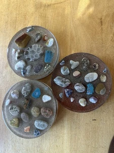 (3) Great Lakes Rock Untersetzer Petoskey, Charlevoix, LSA, Leland blau, Yooper - Bild 1 von 6